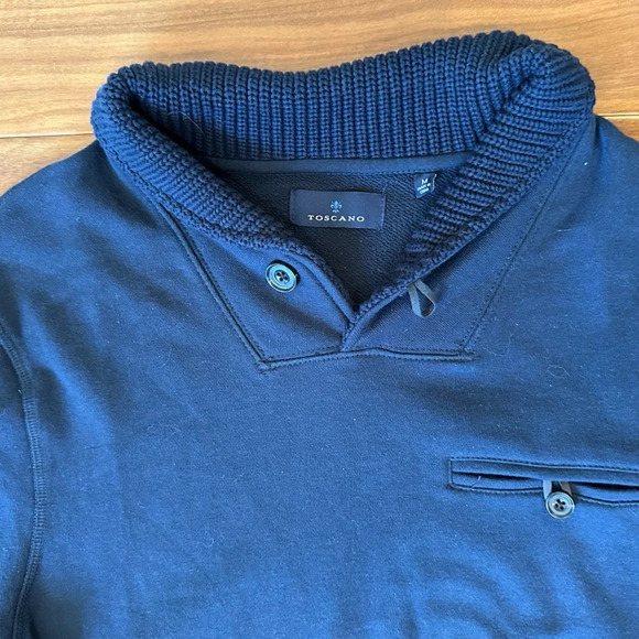 Toscano Navy Collared Sweatshirt Pullover size Medium - Picture 2 of 2